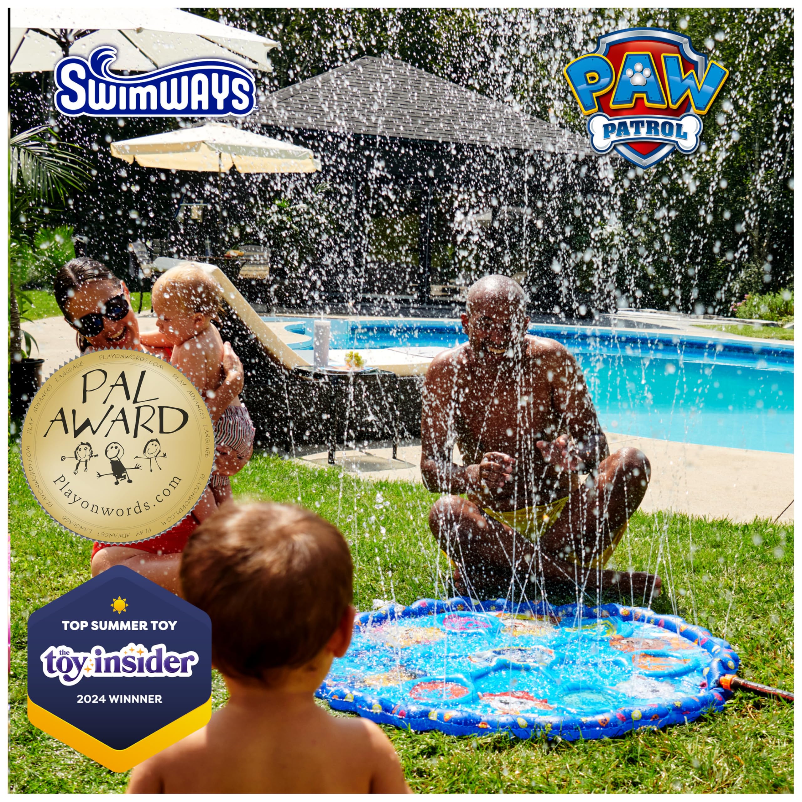 SwimWays Paw Patrol Splash Mat, Kids Splash Pad & Outdoor Toys, Paw Patrol Party Supplies & Water Toys for Kids Aged 1 & Up