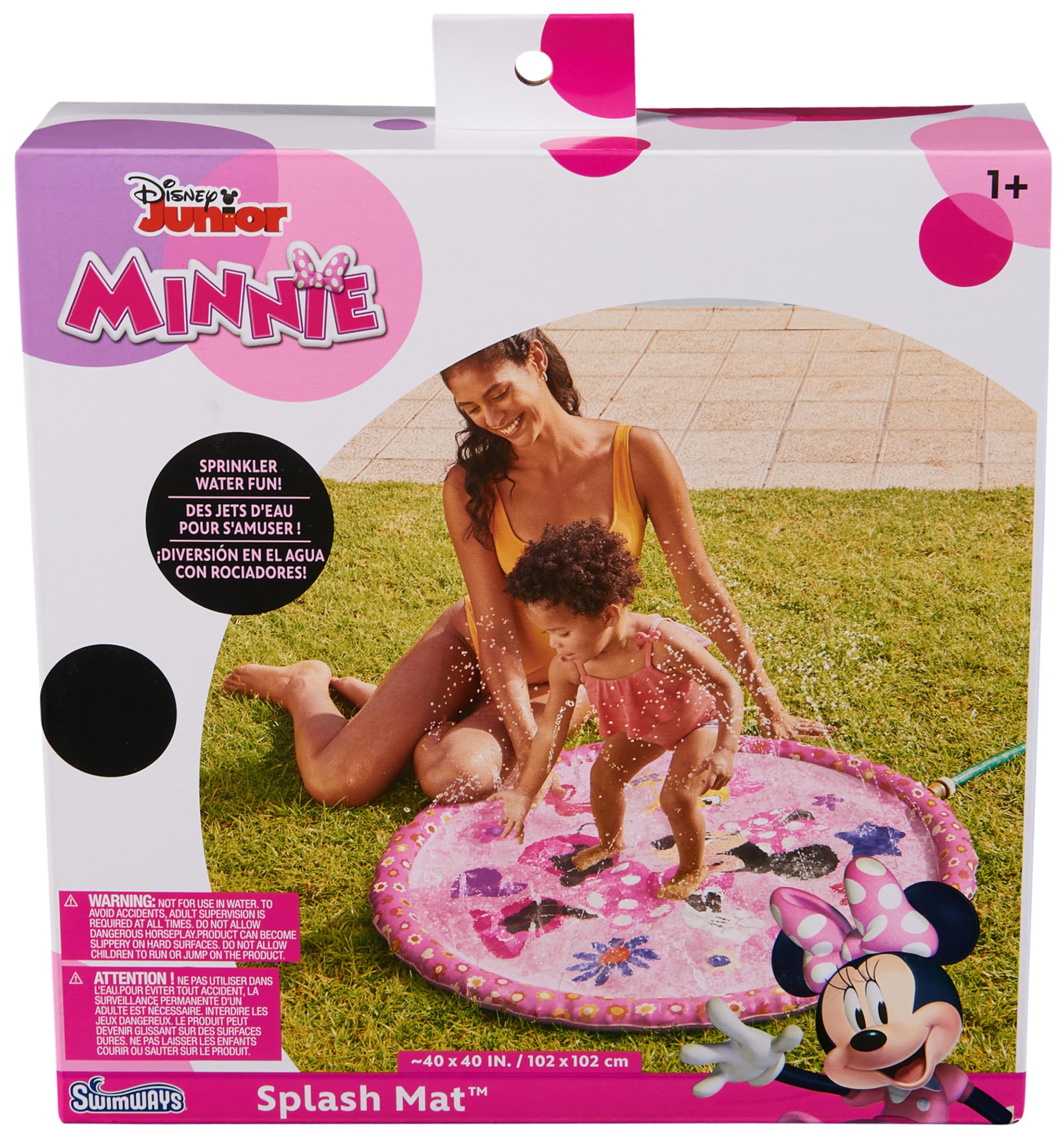 SwimWays Minnie Mouse Splash Mat, Kids Splash Pad & Outdoor Toys, Minnie Mouse Party Supplies Water Toys for Kids Aged 1 & Up