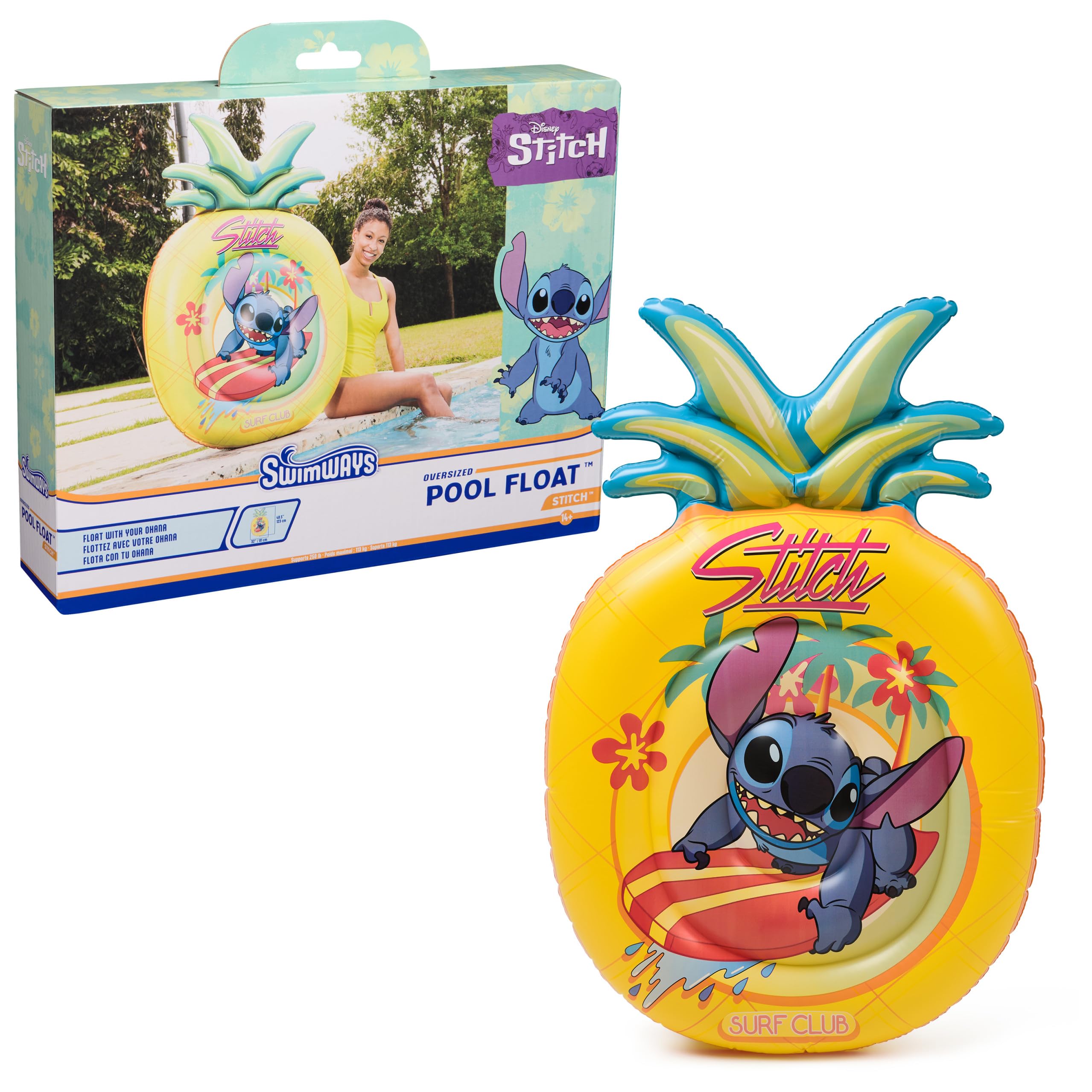 Swimways Stitch Oversized Pool Float, Inflatable Pool Floats & Kids Pool Toys, Swimming Pool Accessories & Beach Essentials for Teens Aged 14 & Up