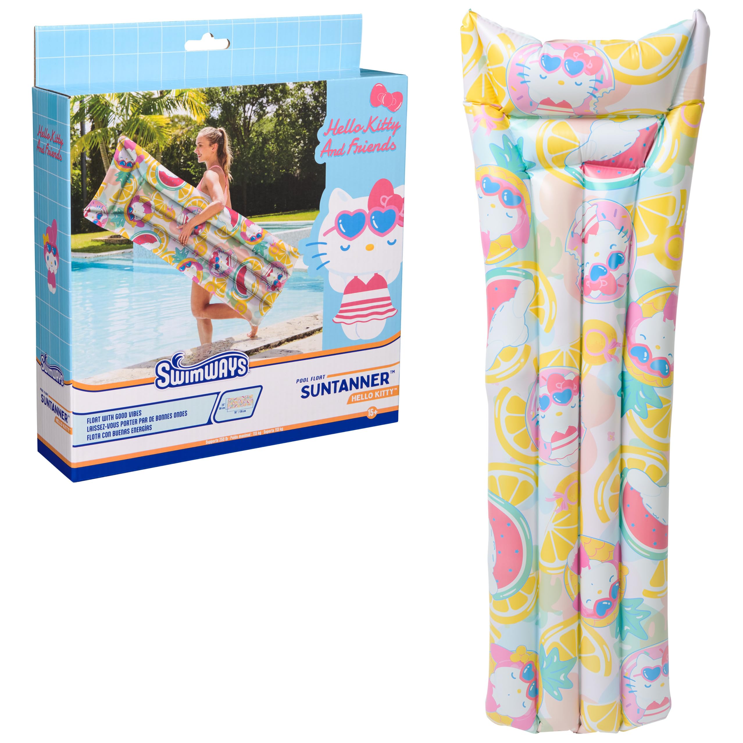 Swimways Hello Kitty Pool Float, Inflatable Pool Floats & Kids Pool Toys, Swimming Pool Accessories & Beach Essentials for Teens Aged 14 & Up