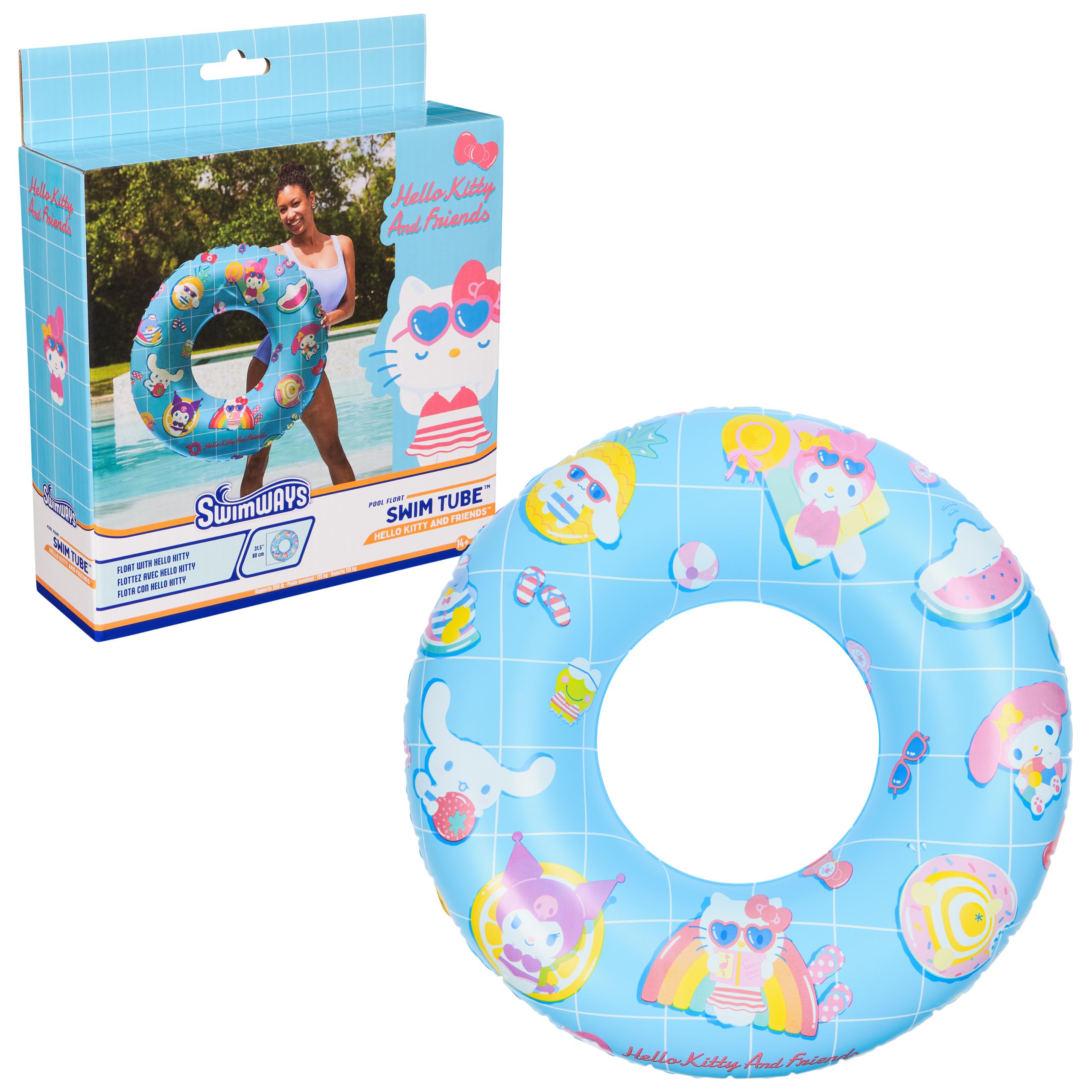Swimways Hello Kitty Pool Float, Inflatable Pool Floats & Kids Pool Toys, Swimming Pool Accessories & Beach Essentials for Teens Aged 14 & Up