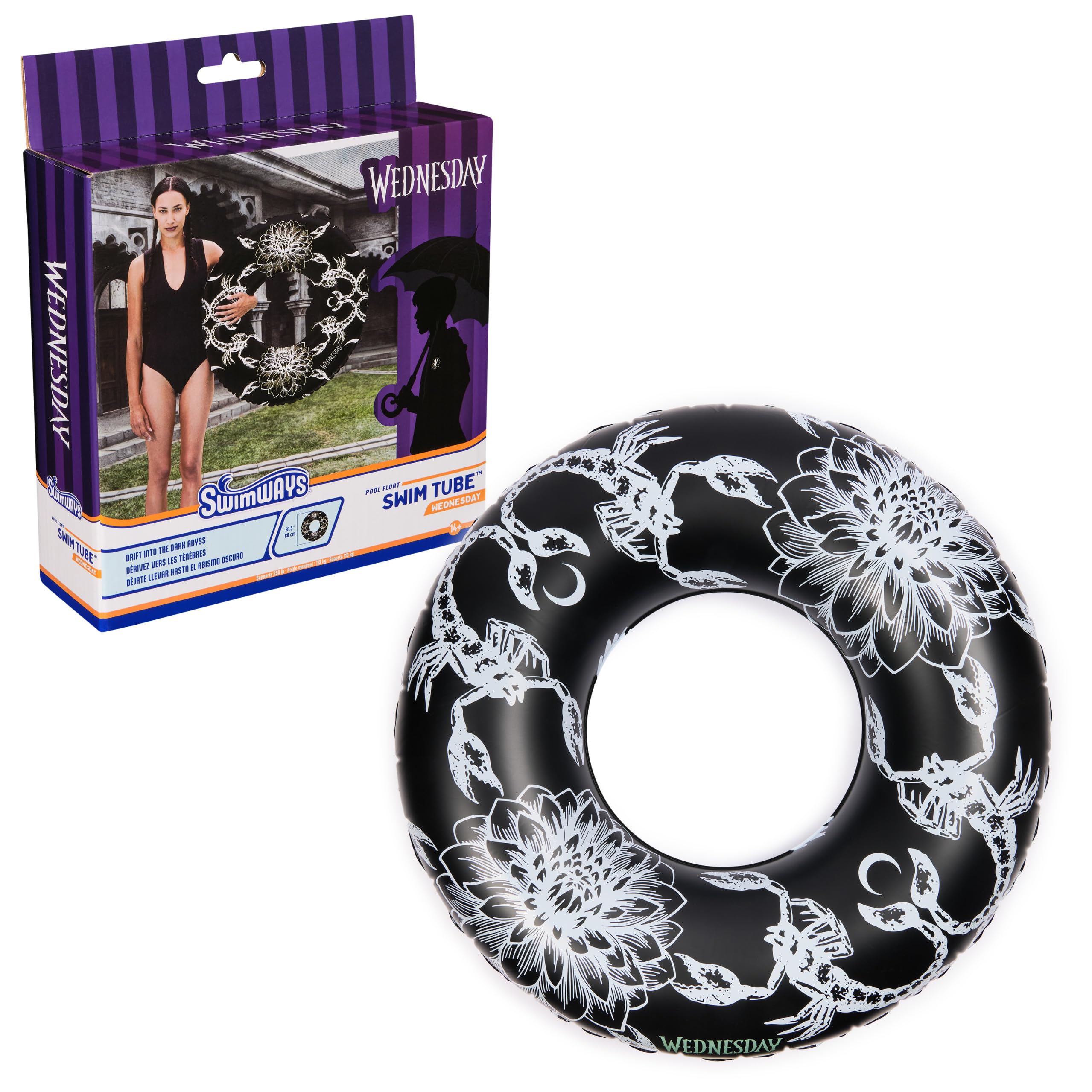Swimways Wednesday Swim Tube Pool Float, Inflatable Pool Floats & Kids Pool Toys, Swimming Pool Accessories & Beach Essentials for Teens Aged 14 & Up