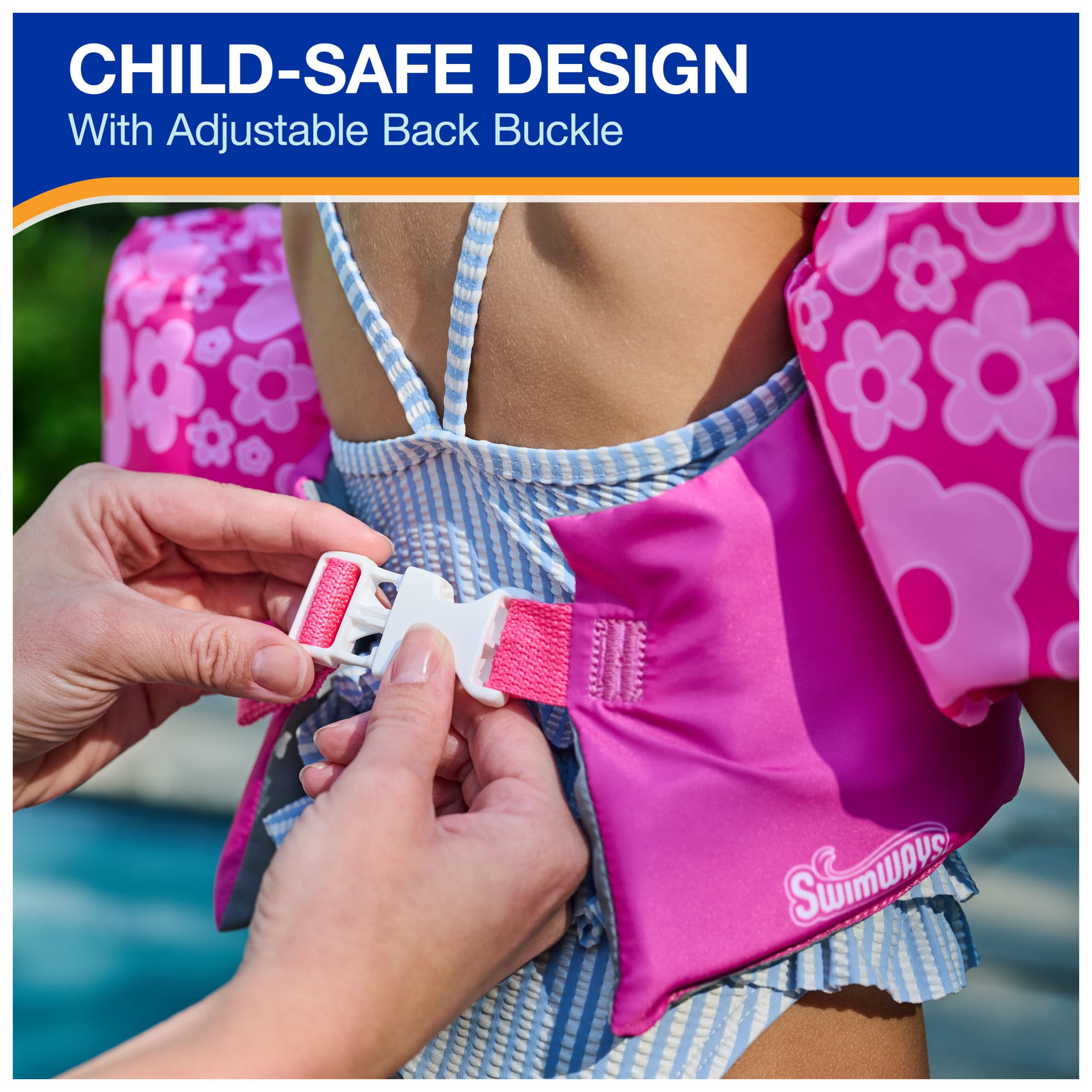 SwimWays Barbie Swim Trainer, US Coast Guard Approved Life Vest Kids Swim Vest, Arm Floaties & Life Jackets for Kids 33-55 lbs, Barbie