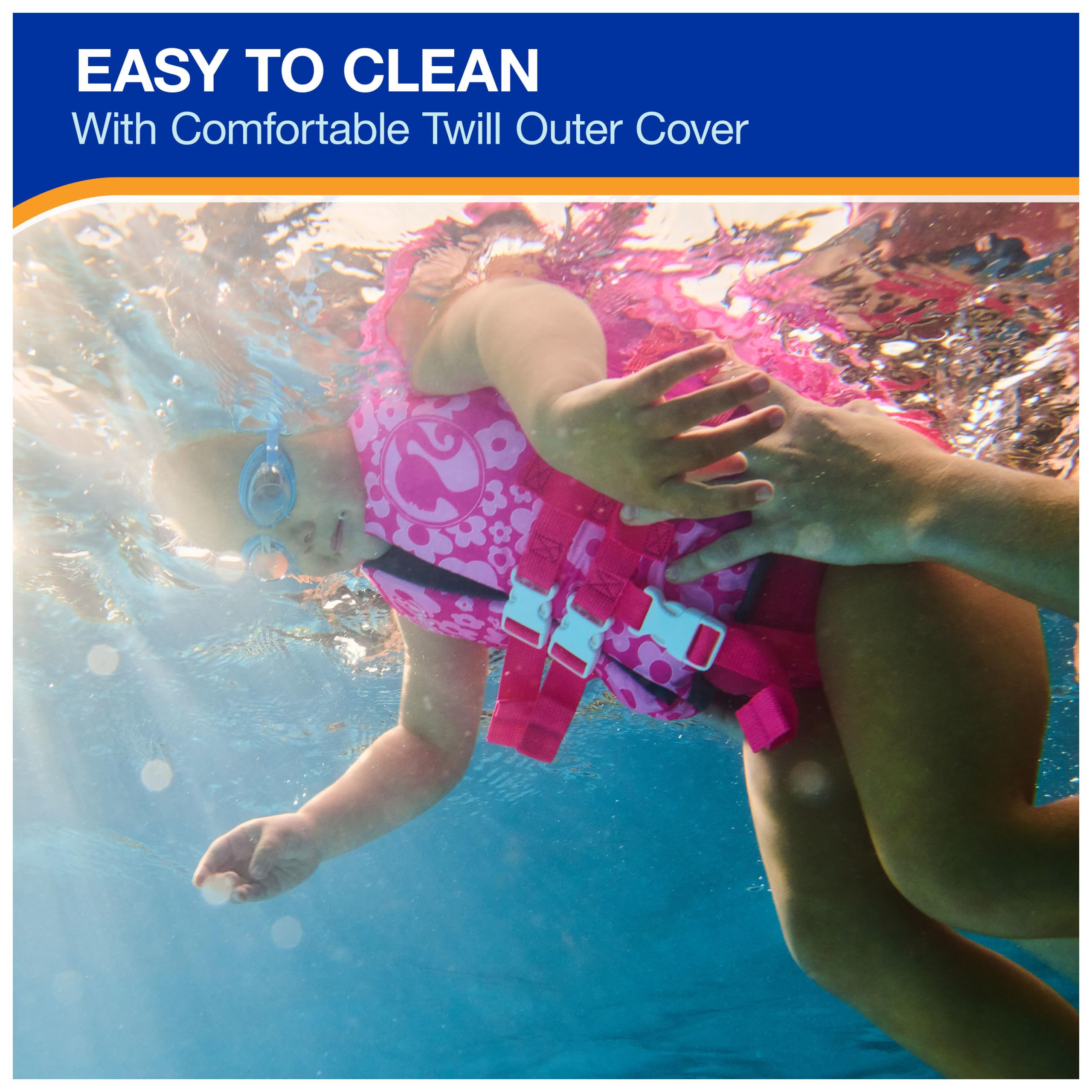 SwimWays Barbie Swim Trainer Life Jacket, US Coast Guard Approved Life Vest Kids Swim Vest, Pool Floats & Life Jackets for Kids 33-55 lbs
