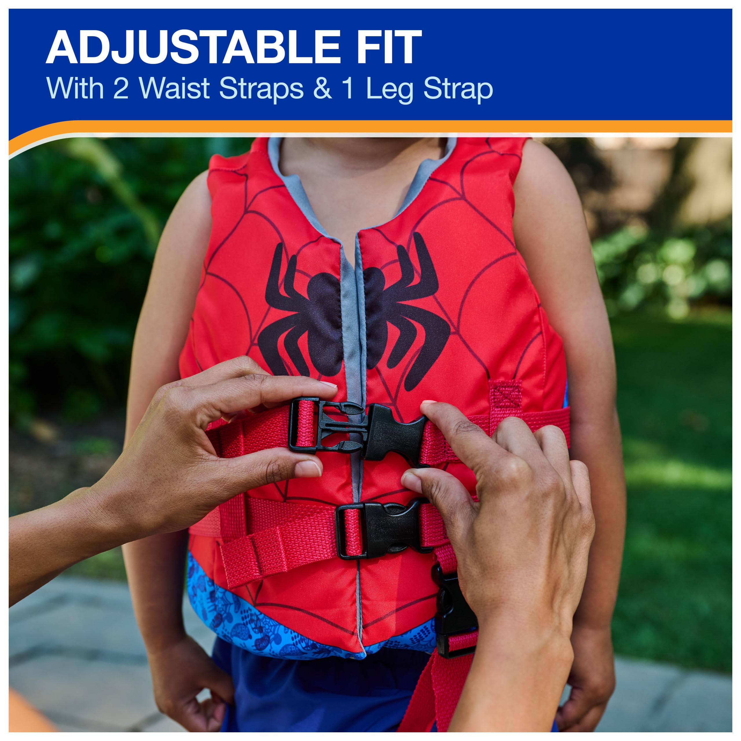 SwimWays Marvel Swim Trainer Life Jacket, US Coast Guard Approved Life Vest Kids Swim Vest, Pool Floats & Life Jackets for Kids 33-55 lbs, Spidey
