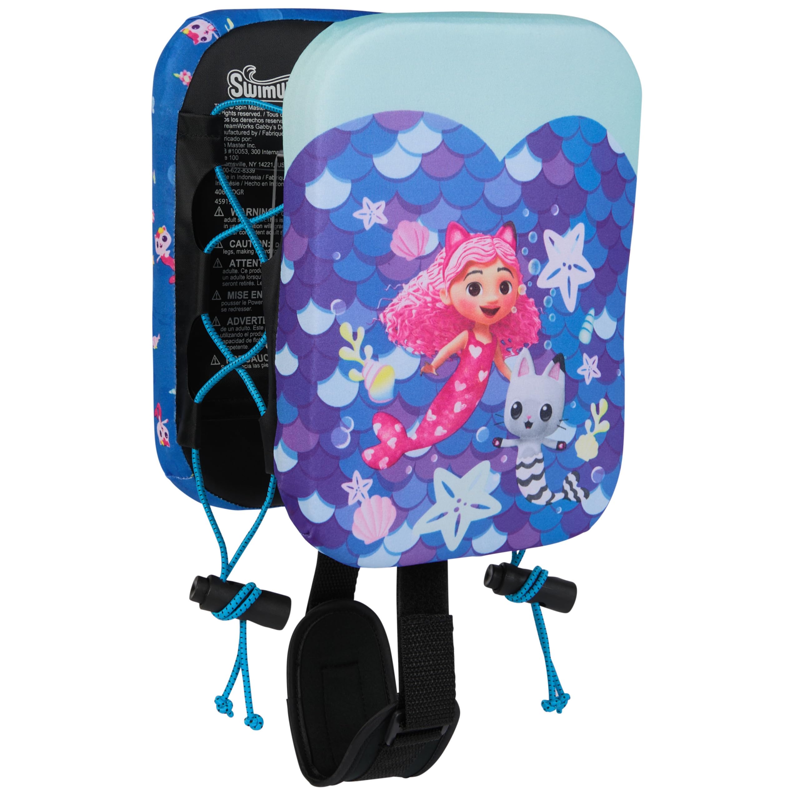SwimWays Gabby's Dollhouse Power Swimr Outdoor Pool Swim Vest for Kids, Adjustable Kid Pool Float for Swim Training, Medium
