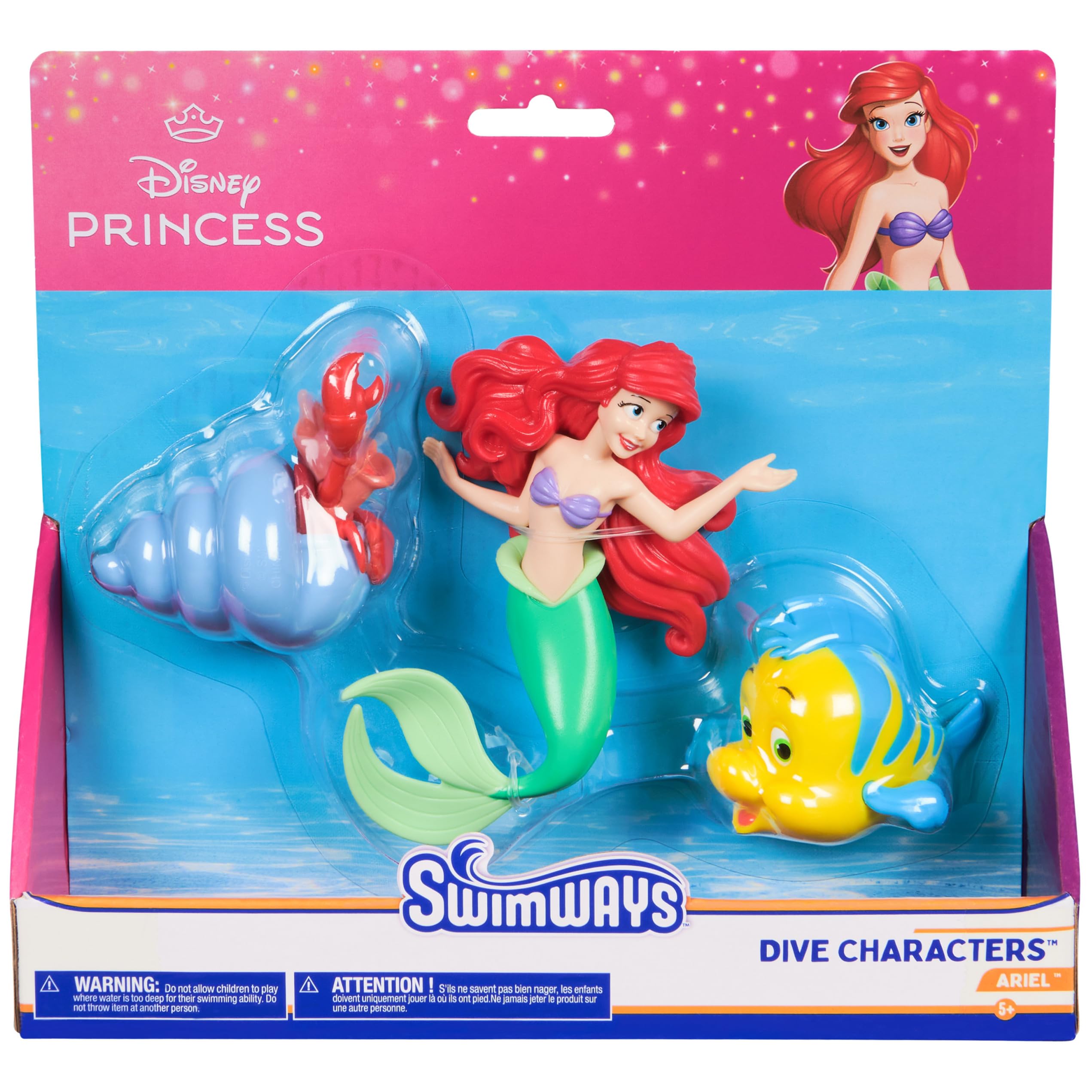 Swimways Disney Princess Ariel Dive Characters 3-Pack, Swimming Pool Accessories & Kids Pool Toys, Pool Party Supplies & Water Toys for Kids Aged 5 & Up