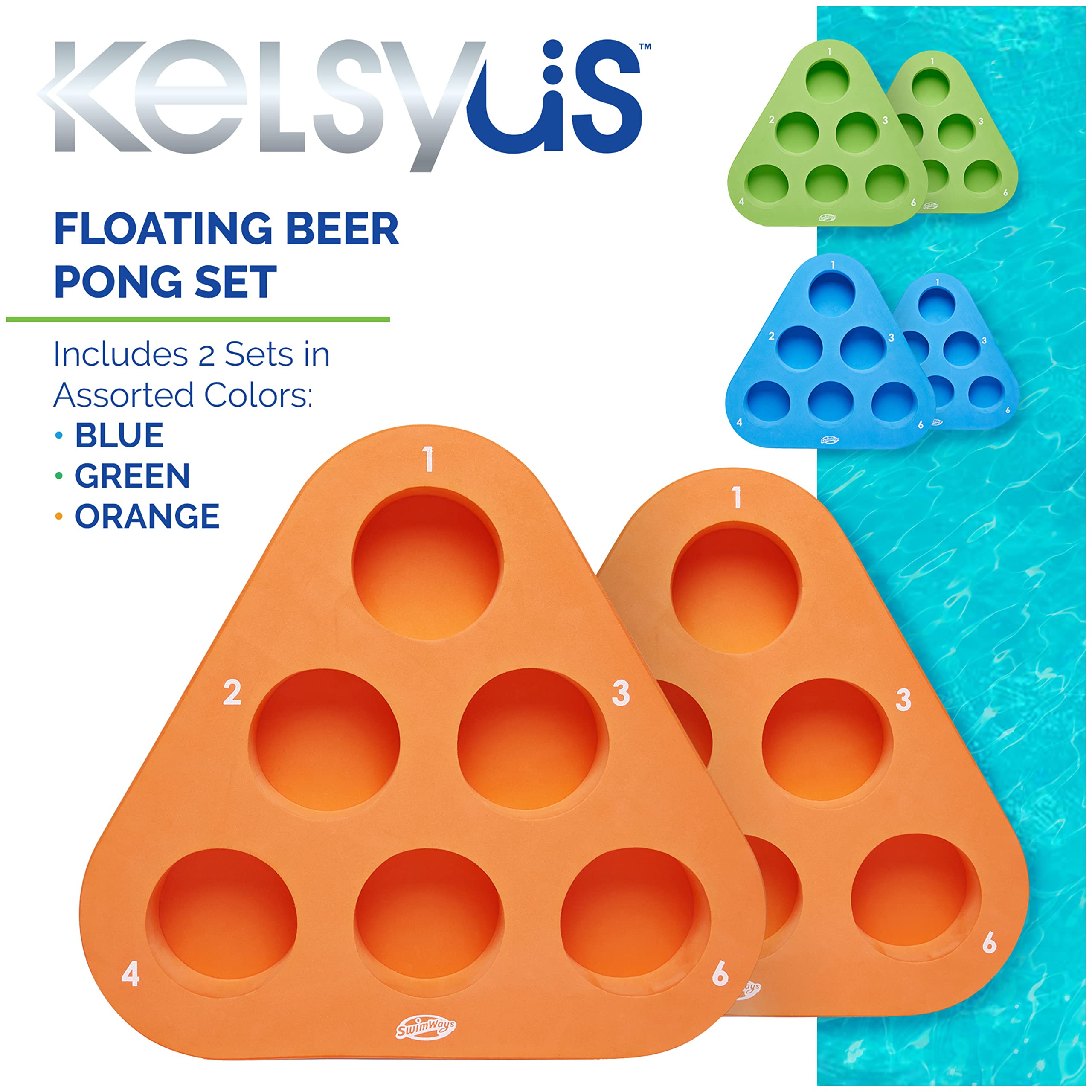 SwimWays Floating Beer Pong Adult Drinking Game Set, Pack of 2, Color May Vary