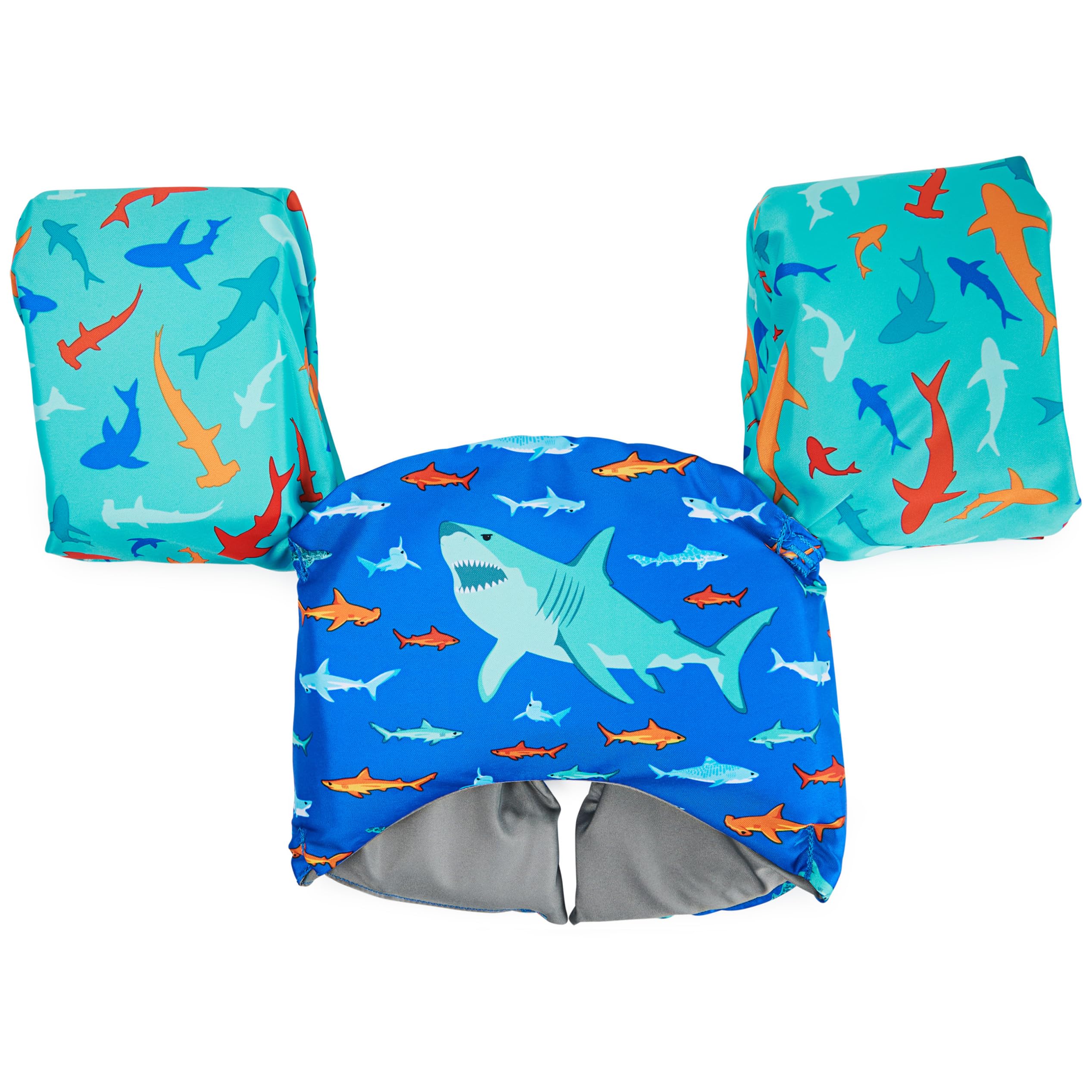 SwimWays Swim Trainer, US Coast Guard Approved Life Vest Kids Swim Vest, Arm Floaties & Life Jackets for Kids 33-55 lbs, Shark