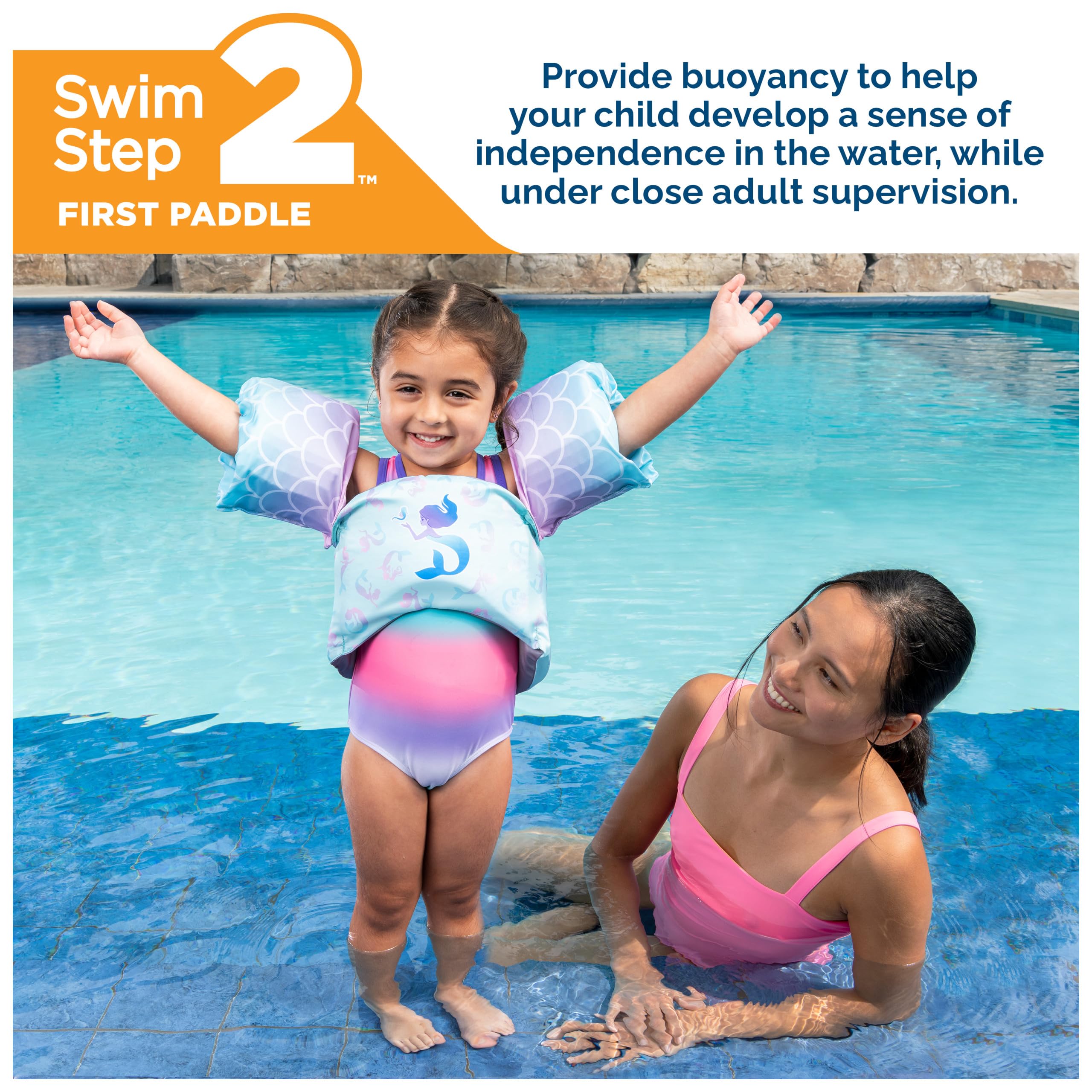 SwimWays Swim Trainer, US Coast Guard Approved Life Vest Kids Swim Vest, Arm Floaties & Life Jackets for Kids 33-55 lbs, Shark