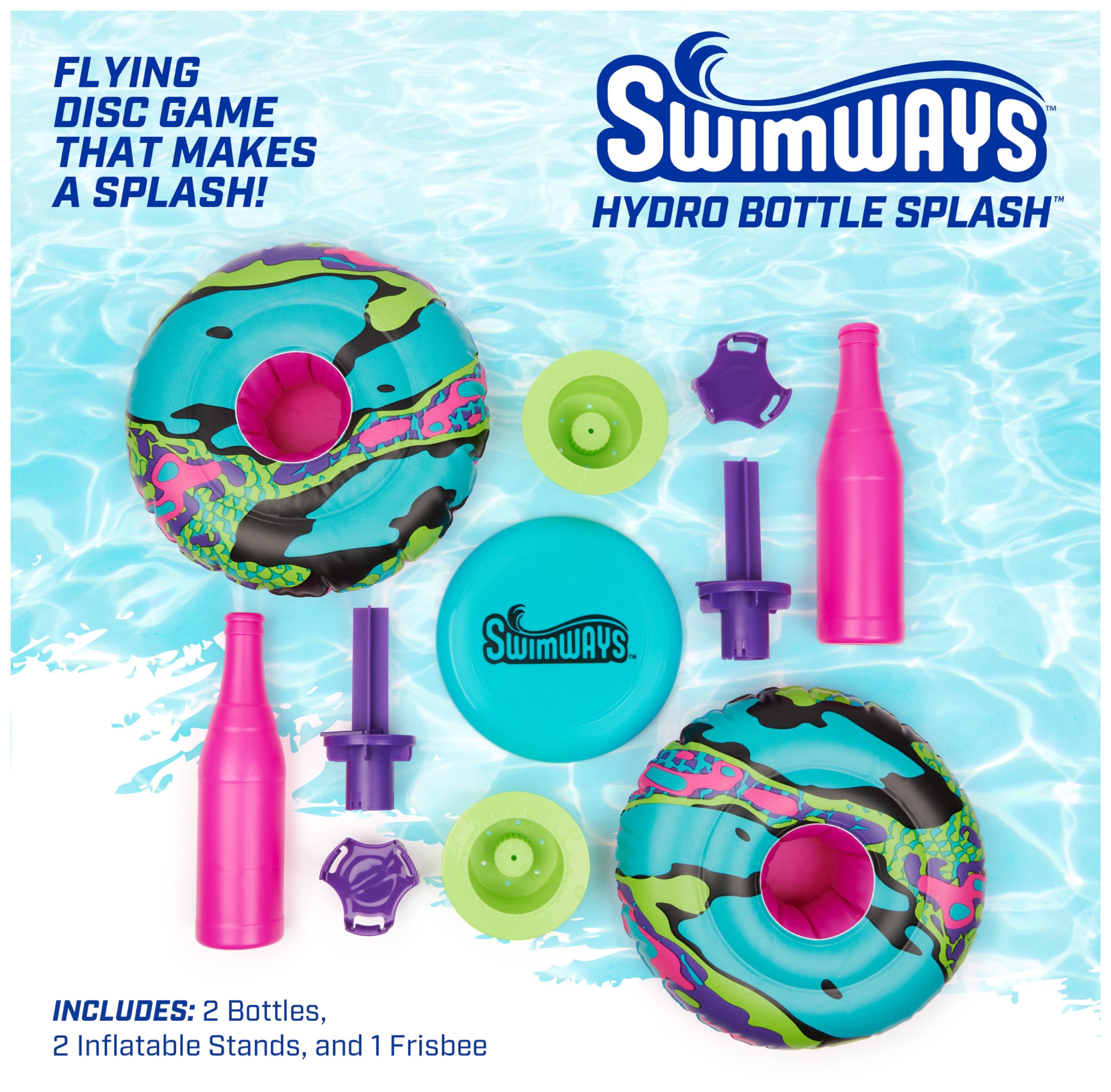 SwimWays Hydro Bottle Splash, Pool Toys for Kids and Adults, Throwing Disc Swimming Pool Game, Outdoor Toys for Kids Aged 5 & Up