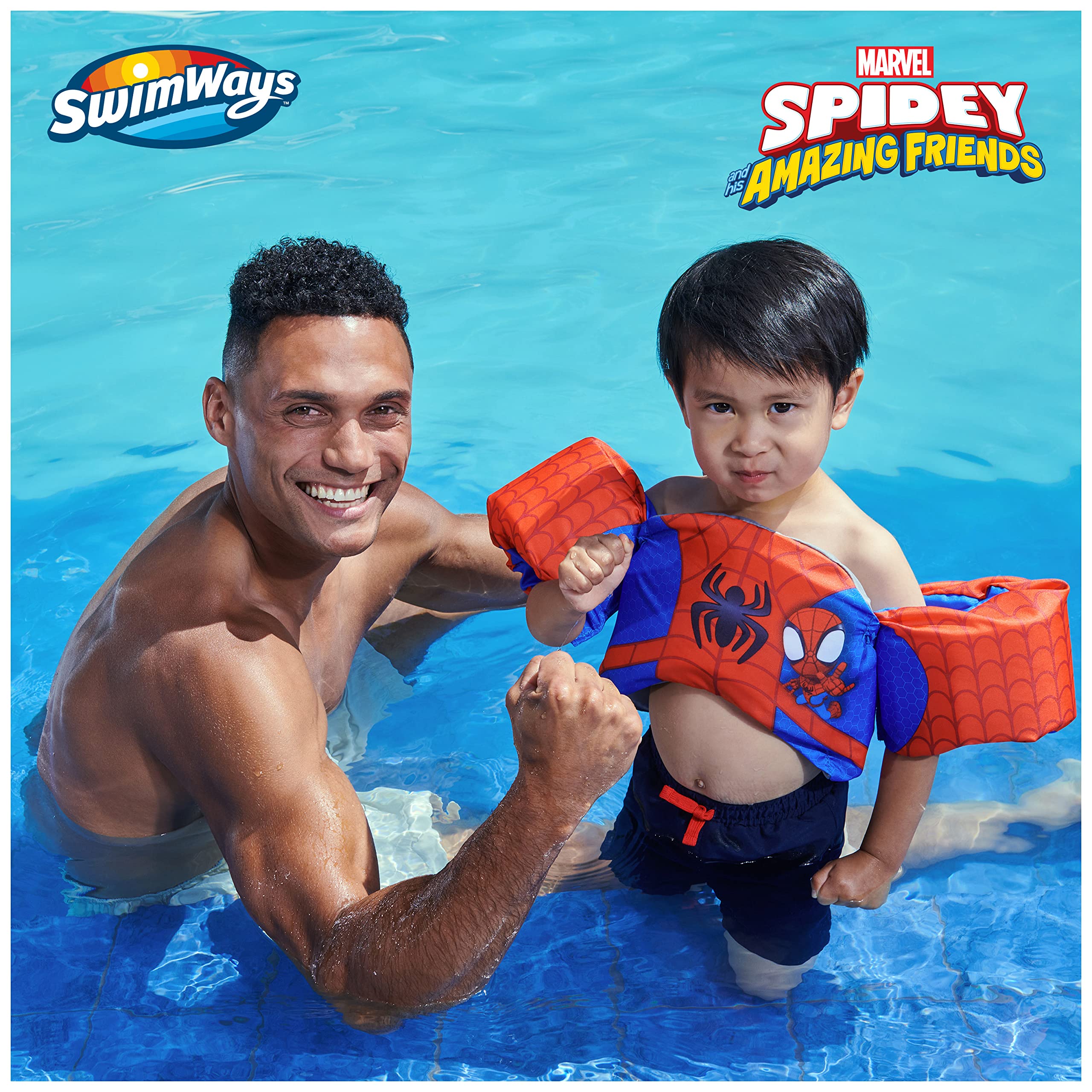 SwimWays Marvel Swim Trainer Life Jacket, US Coast Guard Approved Life Vest Kids Swim Vest, Pool Floats & Life Jackets for Kids 33-55 lbs, Spidey