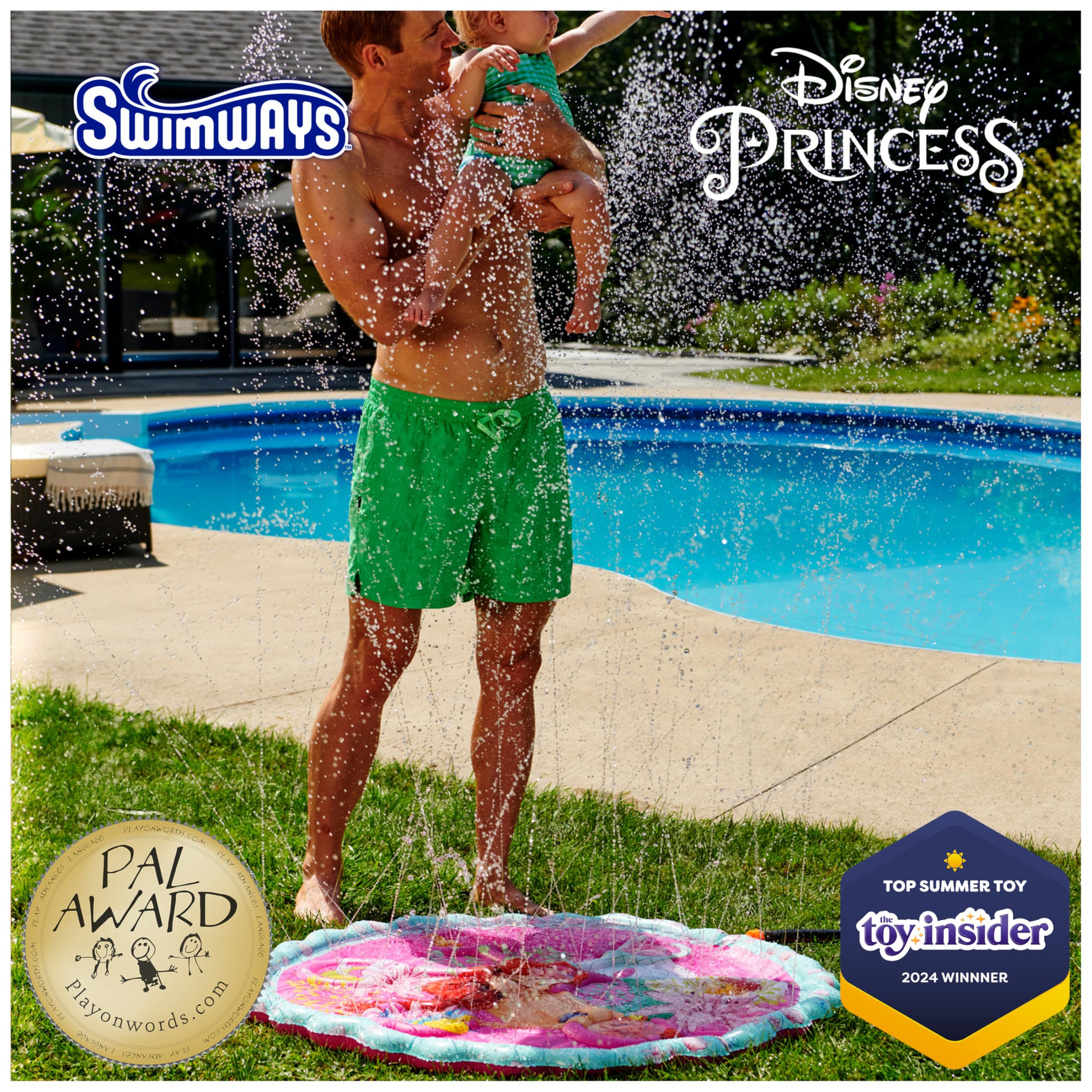 SwimWays Disney Princess Ariel Splash Mat, Kids Splash Pad & Outdoor Toys, Little Mermaid Party Supplies & Water Toys for Kids Aged 1 & Up